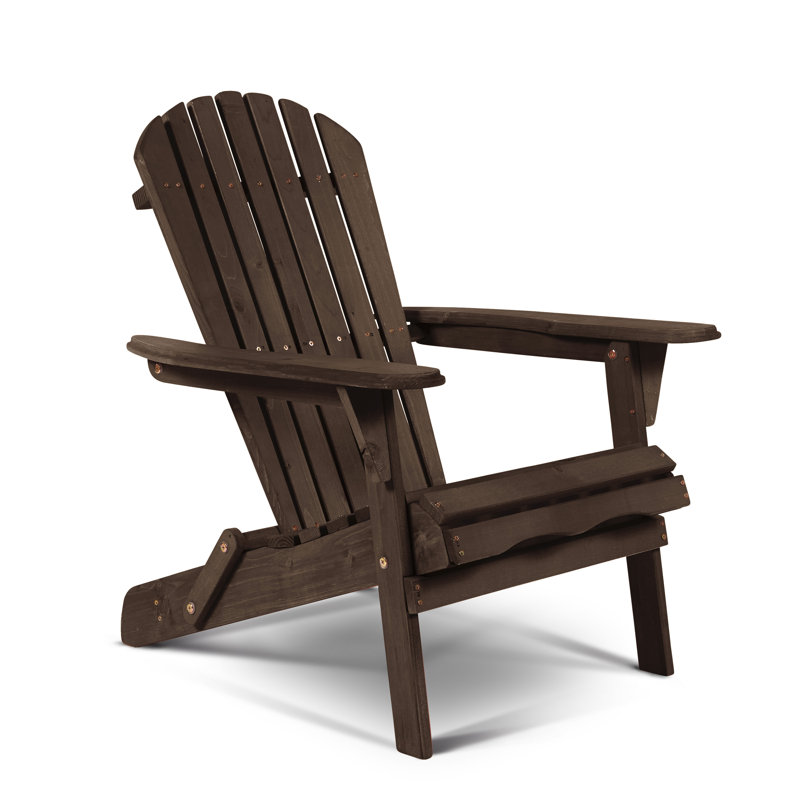 Chaise Adirondack pliante en bois massif pour l'extérieur Philbrick, Brun foncé