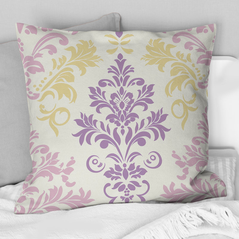 Coussin Damask Blush, H 16 po x l 16 po, Carrée