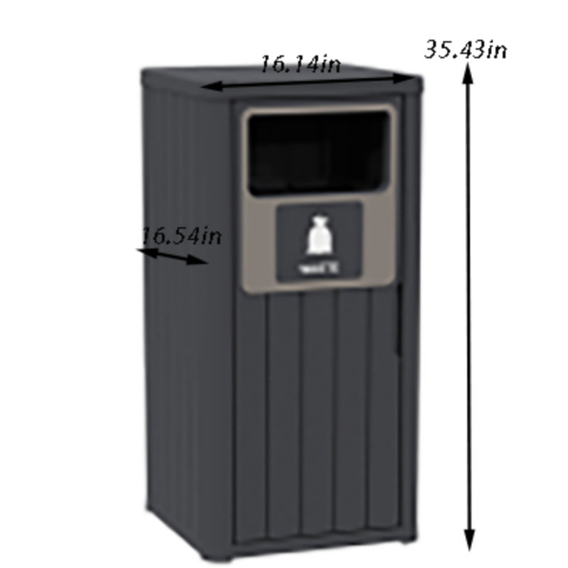 Poubelle d'extérieur 80L à double seau - grain de bois noir, résistant aux intempéries et nécessitant peu d'entretien pour les patios ou les jardins