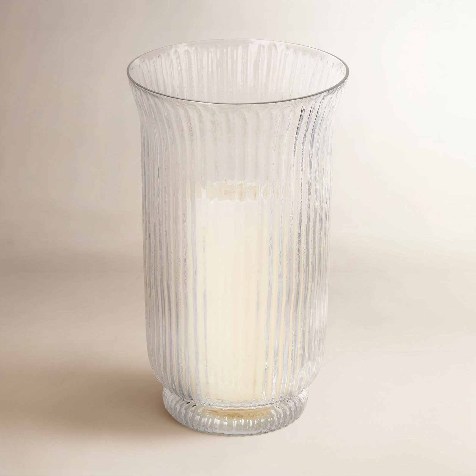 Cole And Grey Glass Ribbed Candle Holder With Elevated Base, 10.5'' H X 5.9'' W X 5.9'' D