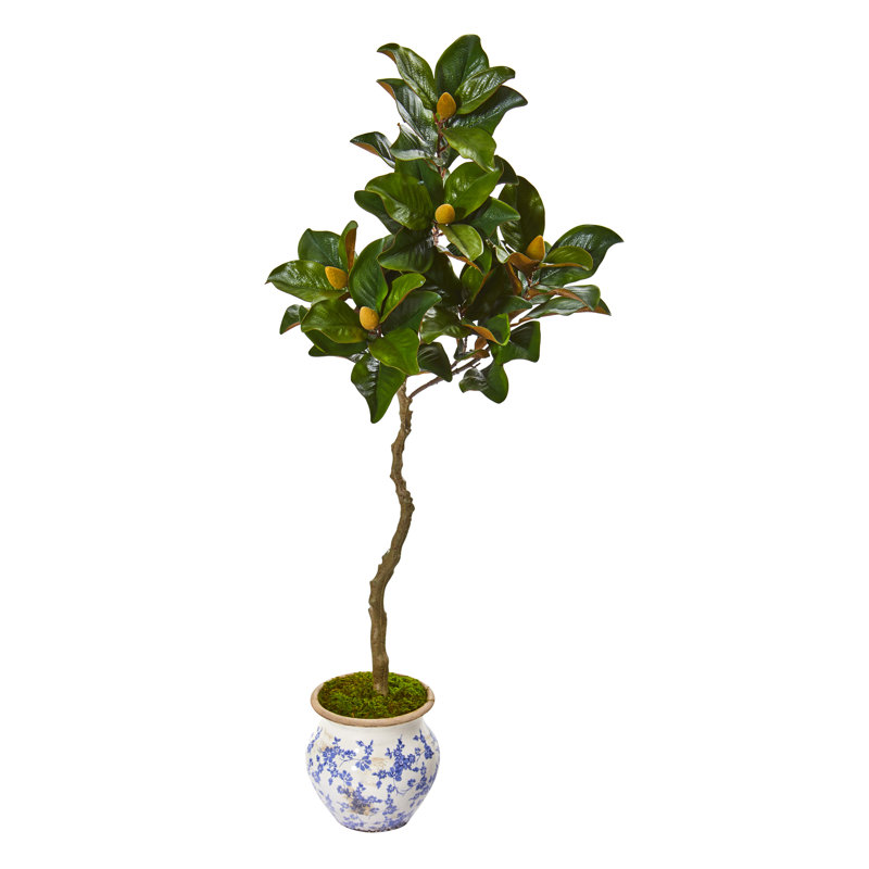 Arbre de magnolia artificiel en pot de fleurs