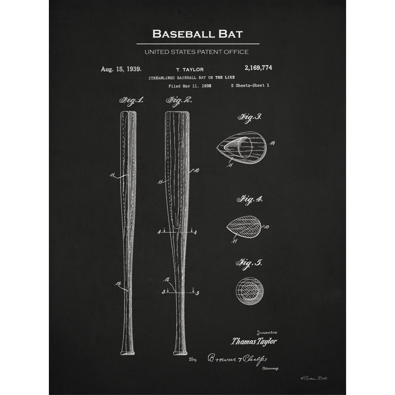 Baseball Bat Brevet, H 30 po x l 20 po x P 1,25 po