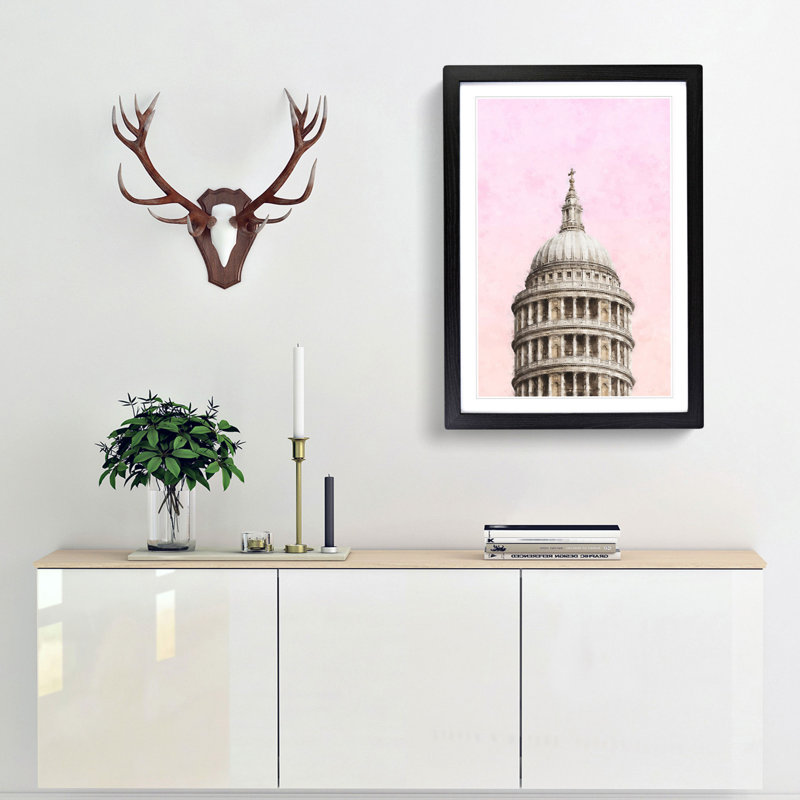 St. Pauls Cathedral Sketch Painting - Framed Print, Black Framed, 33cm H x 24cm W x 2cm D