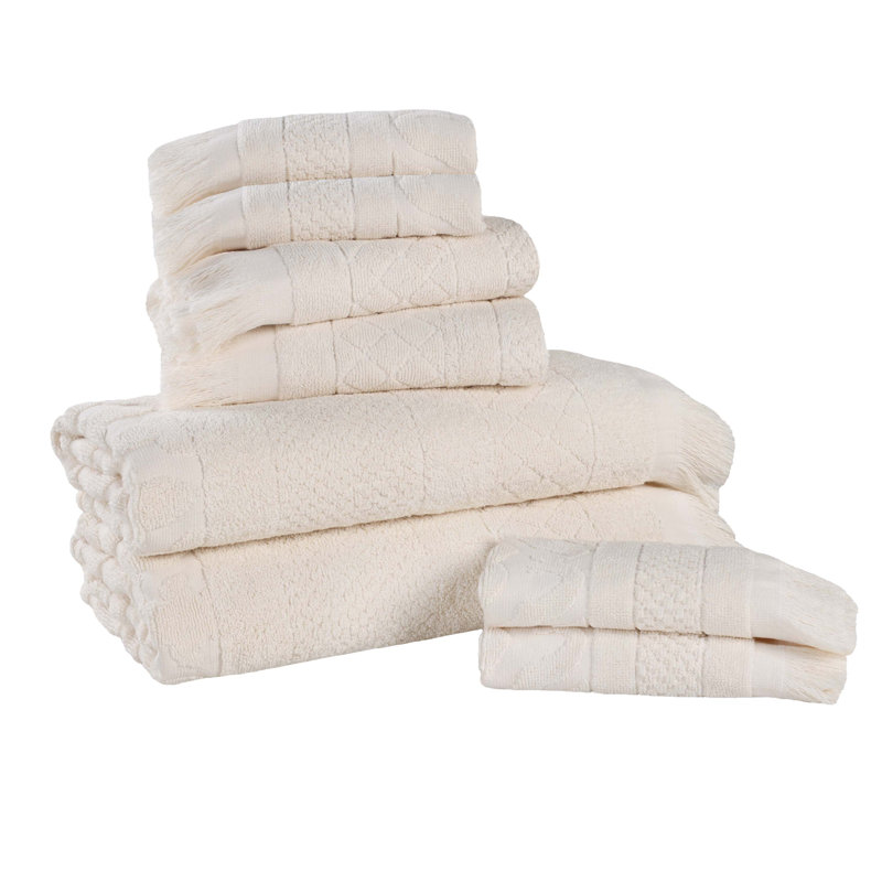 Serviette de bain Rolla, Ivoire ivoire, Ensemble de 8 serviettes 8 pièces