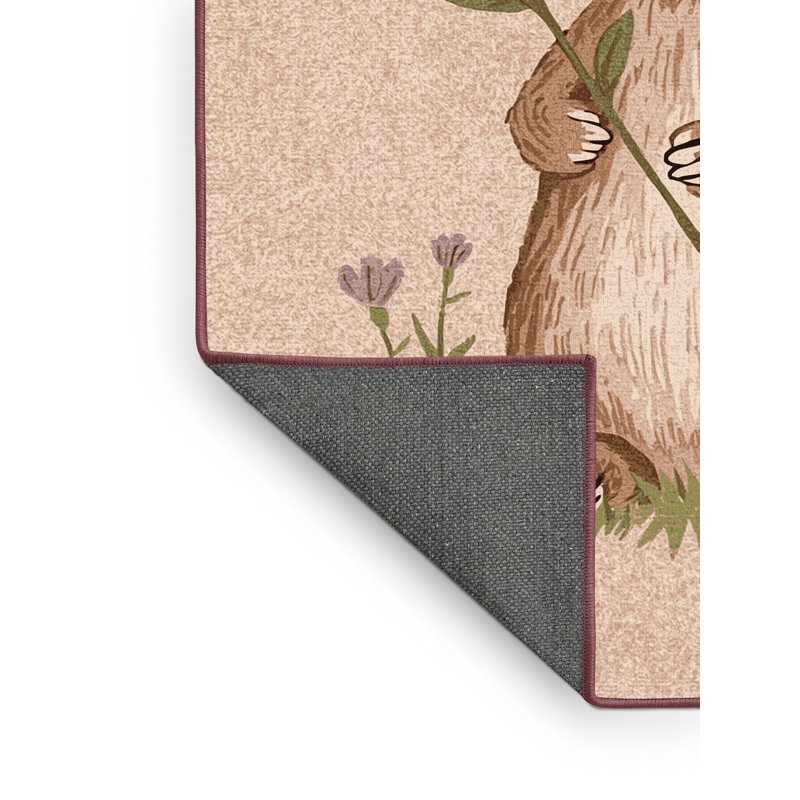 Soft Plush Fellman Easter Modern & Contemporary Abstract Area Rug in Beige – Rose Binding, 2x5