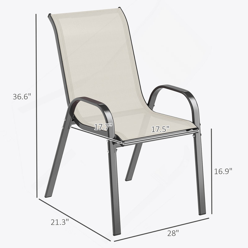 Ensemble de 4 chaises d'extérieur empilables, Beige