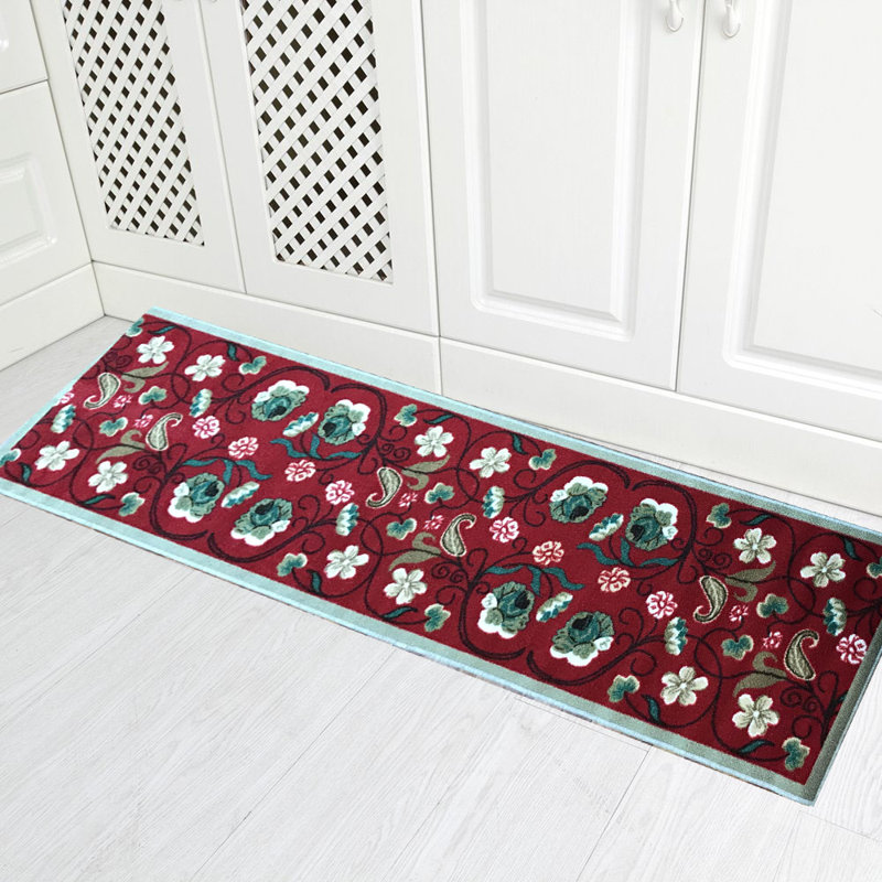 Tapis de cuisine Hepatique, Tapis de couloir 1,11 po x 7 pi, Rouge