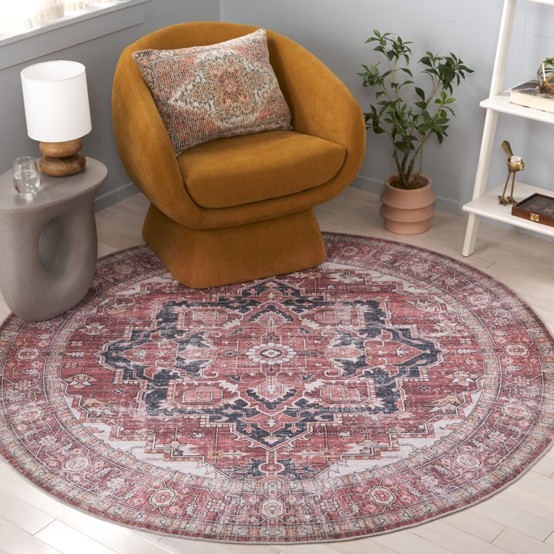 Tapis sud-ouest lavable à la machine Maritess, Rond 6 pi