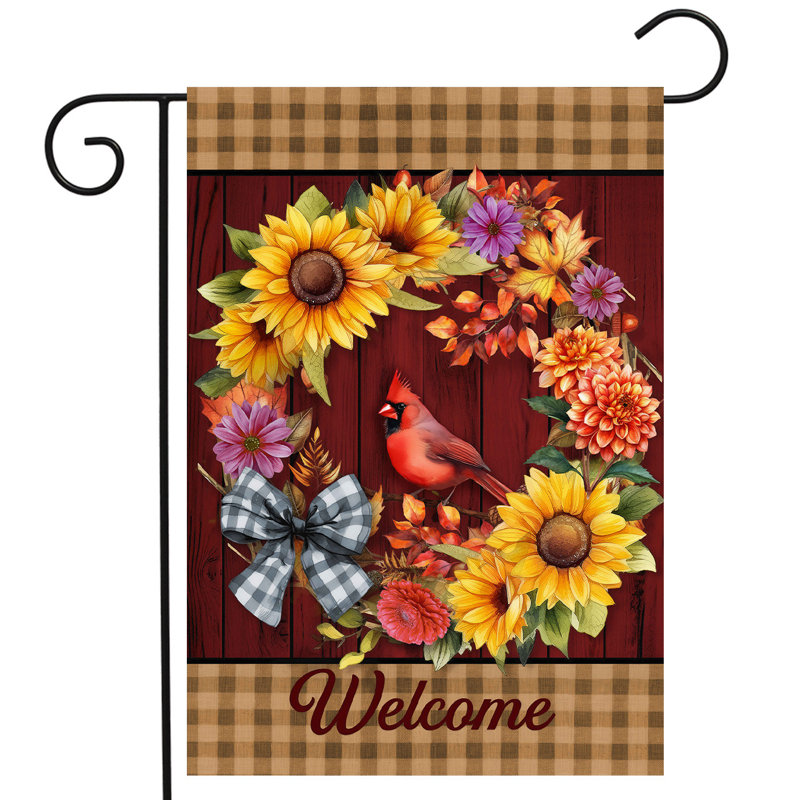 Couronne de récolte drapeau de jardin, Automne rouge/brun/jaune