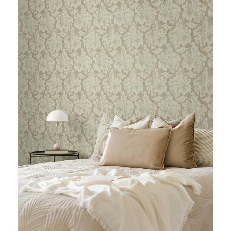  Papier peint à motif floral Portia Designs, Grège métallique