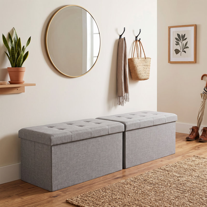 Ebern Designs Set of Two 30-Inch Ottomans, Gray
