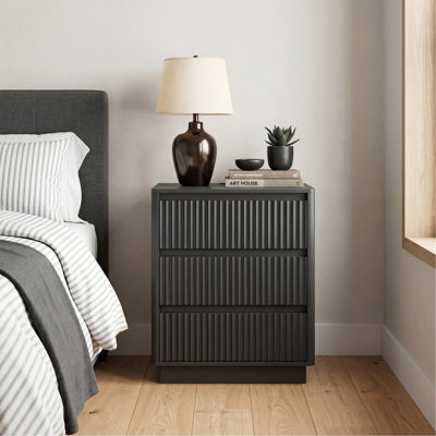 (Ensemble de 2) table de bout avec station de charge USB C rapide, table d'appoint avec tiroirs 3D, grand meuble de rangement moderne en bois pour le salon, la chambre à coucher, le bureau, noir