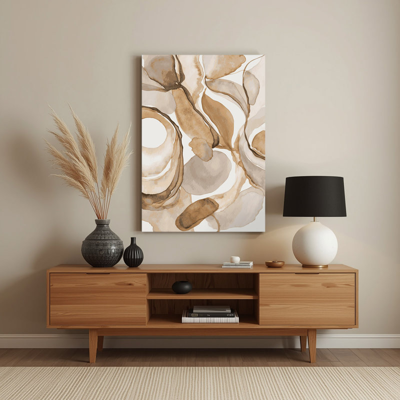 Aquarelle abstraite 24, art mural en métal beige, H 18 po x l 12 po