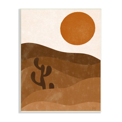 «Desert Cactus Rolling Hills Bold Orange Sun Landscape» par Birch & Ink - impression