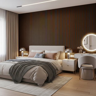 4 panneaux muraux de lattes en bois L 47,24 po x l 23,62 po, panneaux insonorisants décoratifs 3D pour mur et plafond (paquet de 4/31 pieds carrés) (Ensemble de 4)
