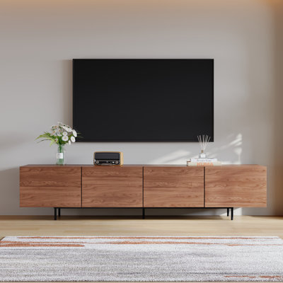 Modern 94.5" TV Stand With Storage Cabinets And Walnut Finish