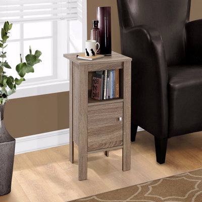 Table d'appoint, table d'appoint, table de bout, table de chevet, lampe, stratifié brun avec rangement, transitionnel