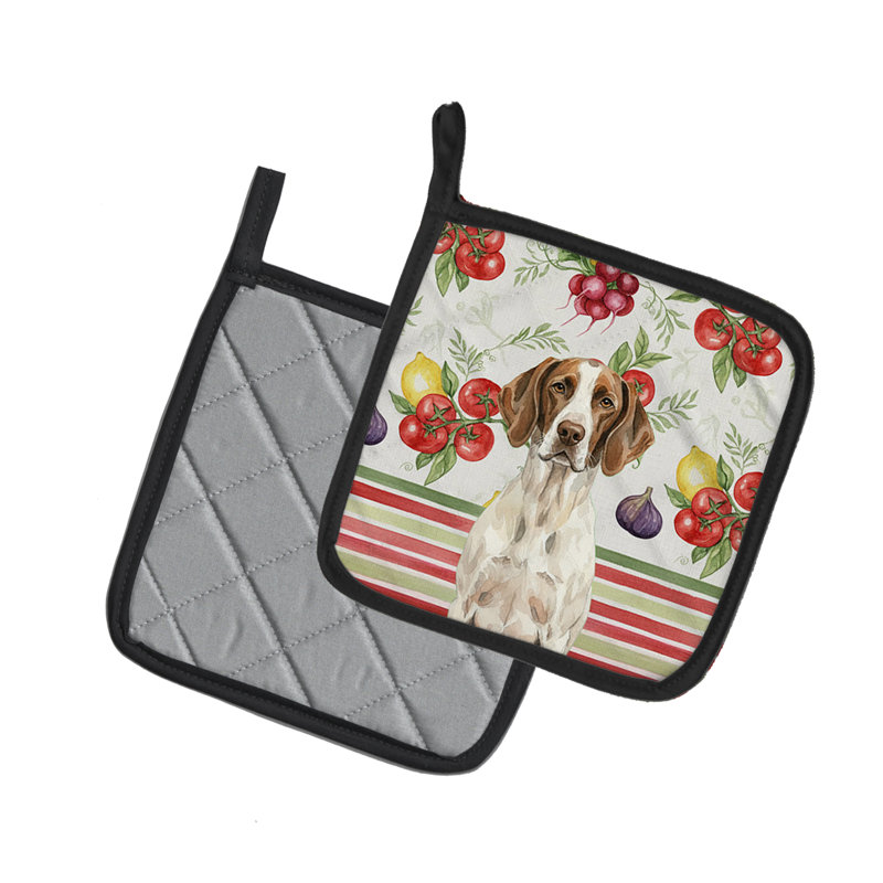 Liver and White Pointer Vegetables Pair of Pot Holders