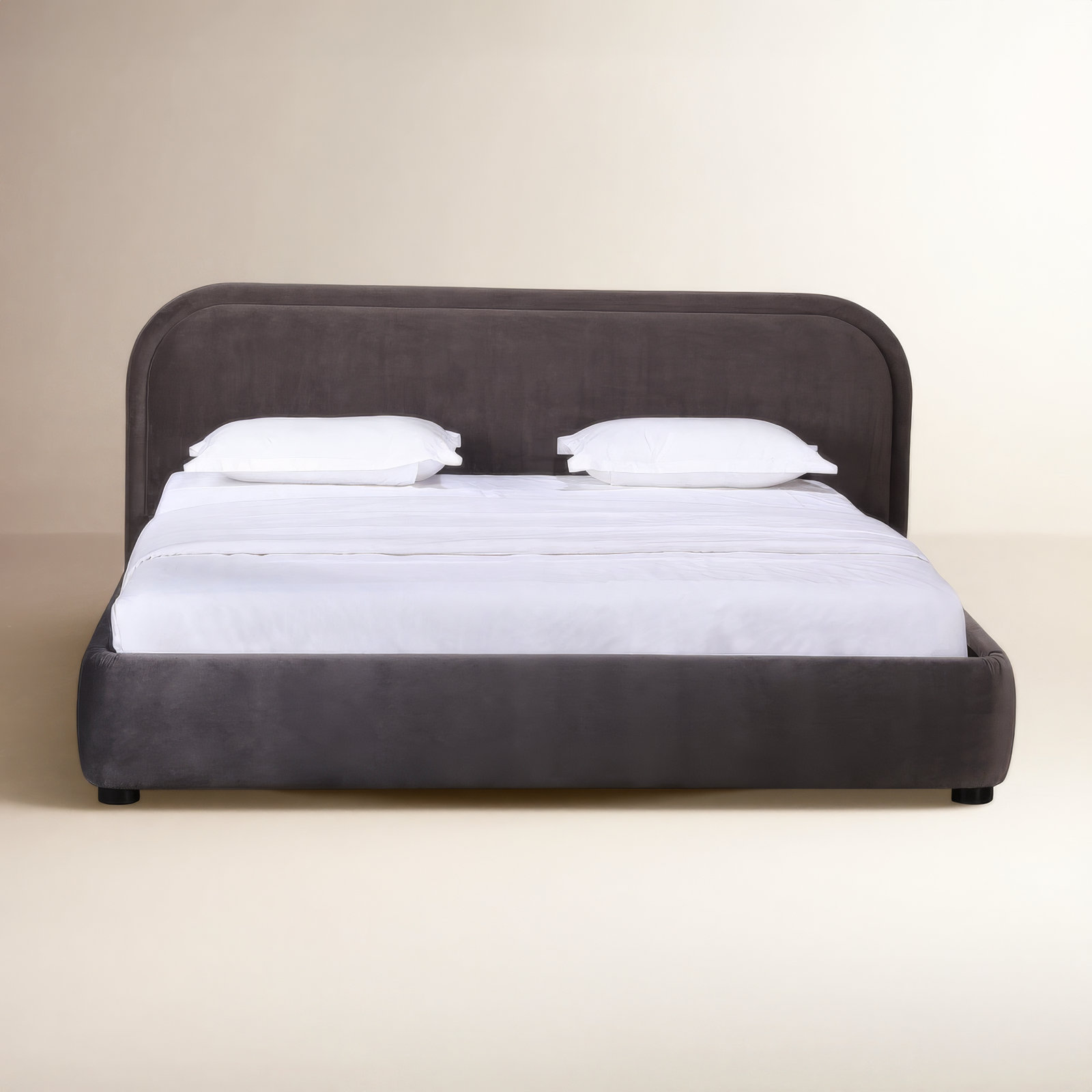 Shonda Upholstered Low Profile Platform Bed, King, Gray