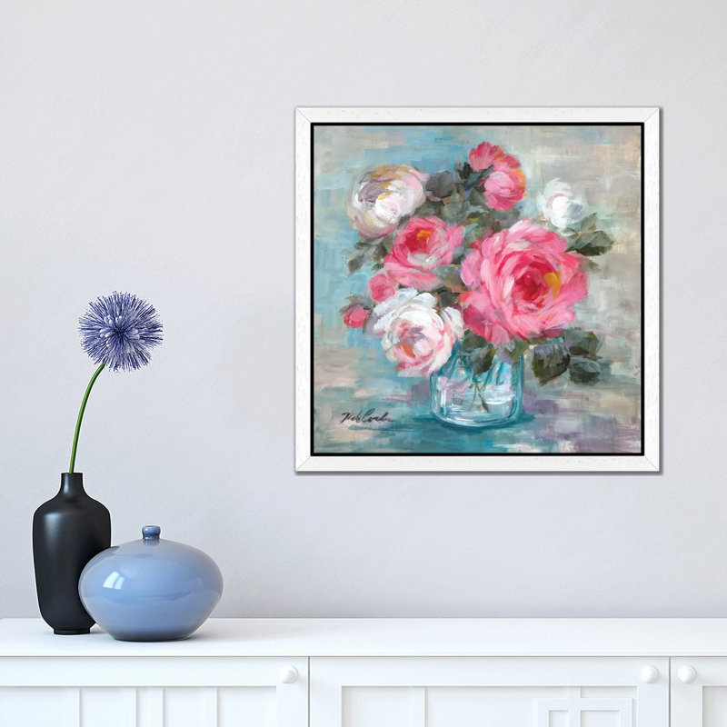 Summer Roses II by Debi Coules - Print on Canvas, 45.72 cm H x 45.72 cm W, White Framed