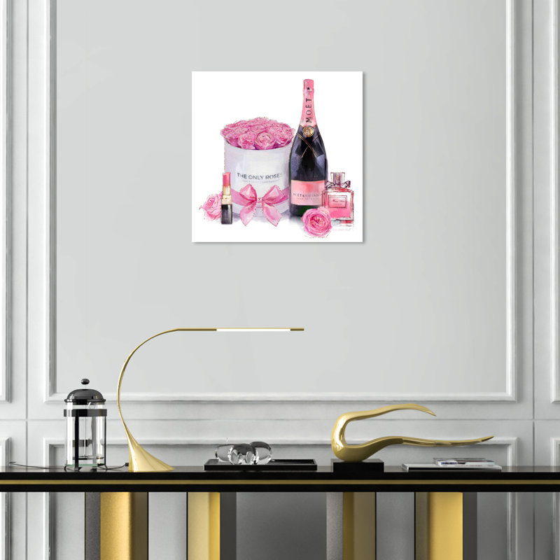 «Pinkish Glamour», peinture sur toile tendue, H 16 po x l 16 po