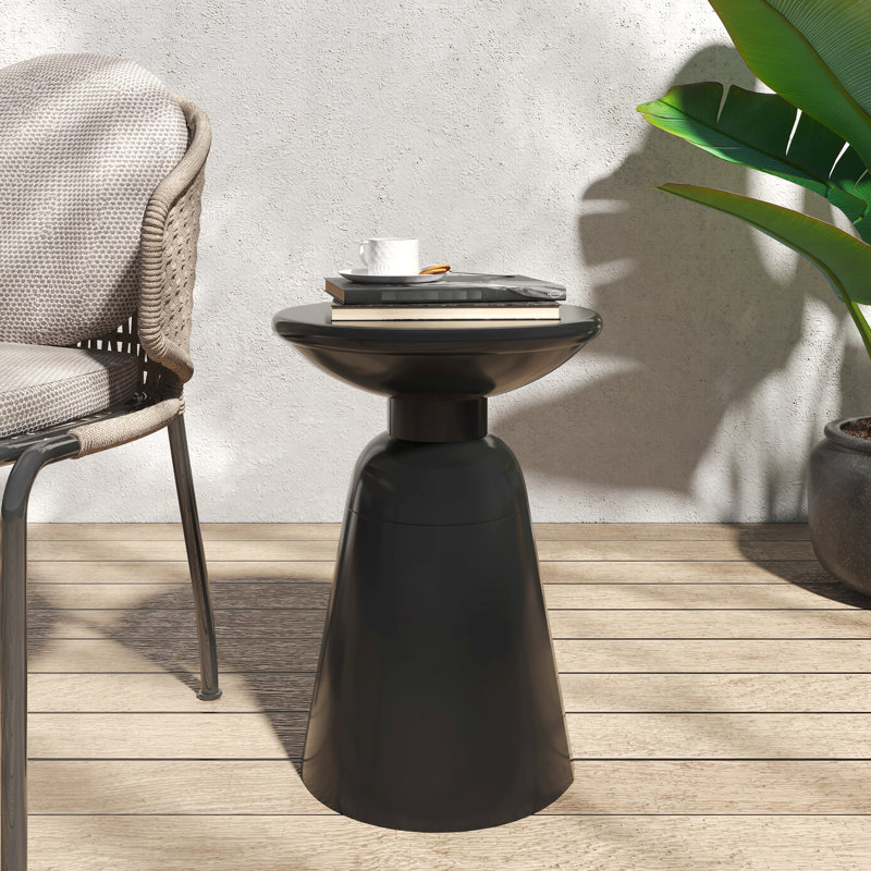 Table de bout d'extérieur en métal - grand, moderne, côté en fer noir avec support stable, l 15,33 po x P 20,9 po, aucun assemblage requis, grande conception et fabrication, 15 po x 15 po x 20,9 po, nécessaire