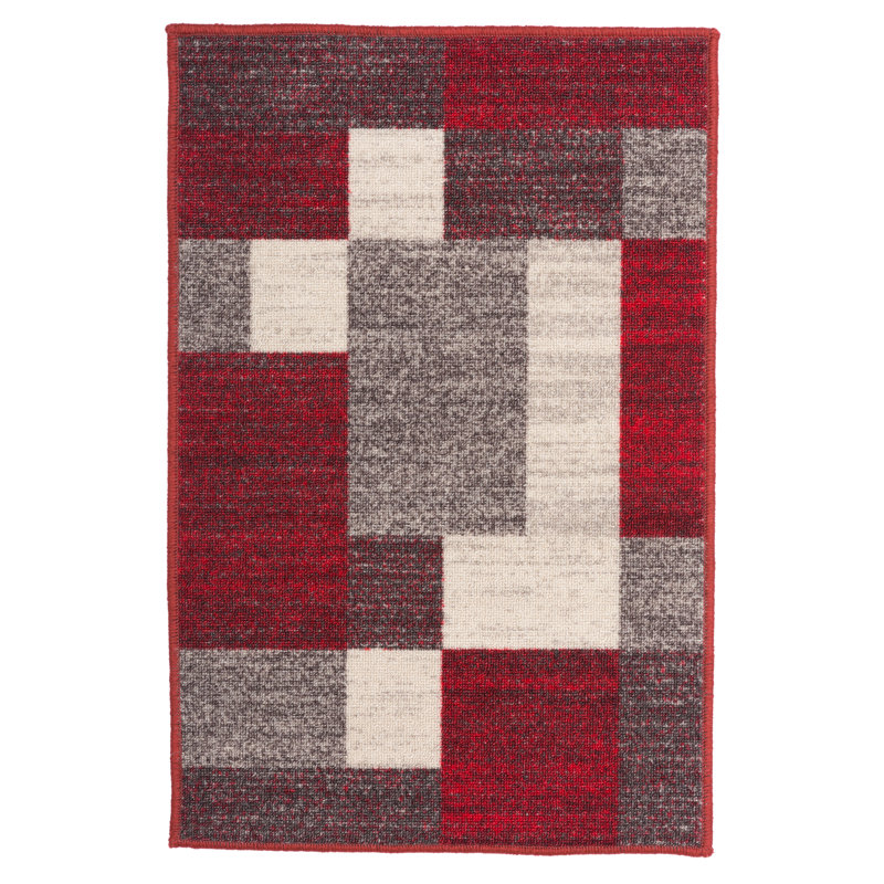 Tapis rouge / gris Allyne, Rectangle 1 pi 8 po x 2 pi 6 po