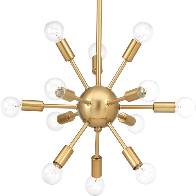 Lustre sphérique Spoutnik 12 lumières Natchitoches, Bronze brossé
