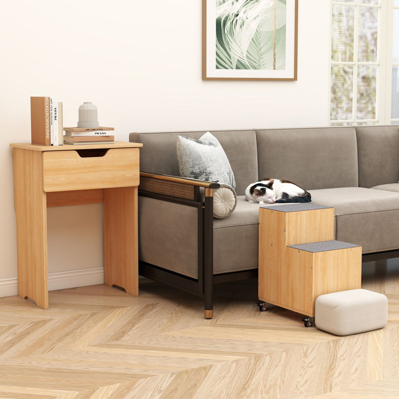 Table de chevet avec roulettes et rangement ouvert mobile