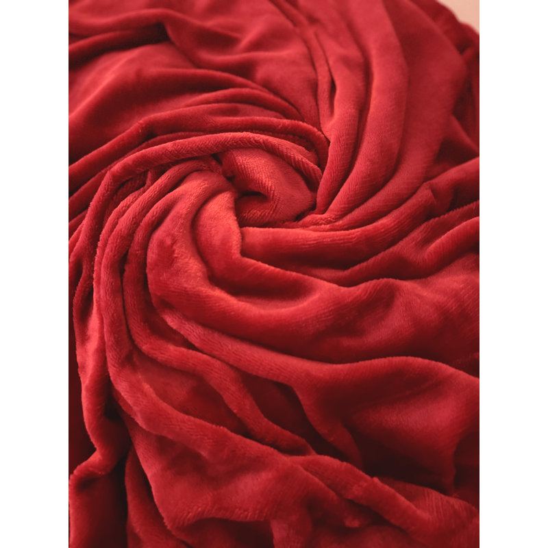 Aylor Teddy Plush Winter Fitted Sheet, European Double (140 x 200 cm), Red