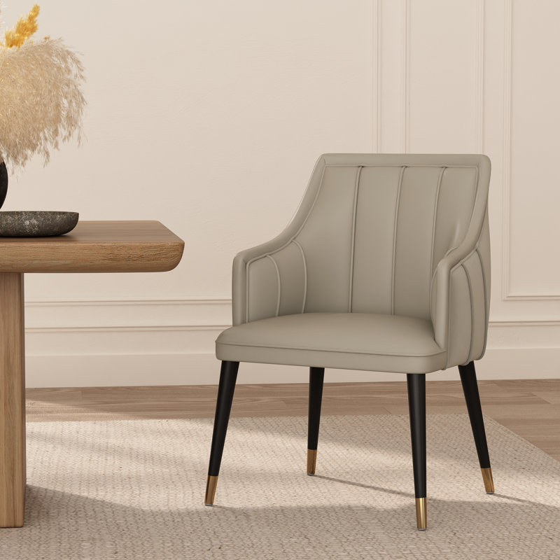 Fauteuil de salle à manger rembourré Eda, Gris clair