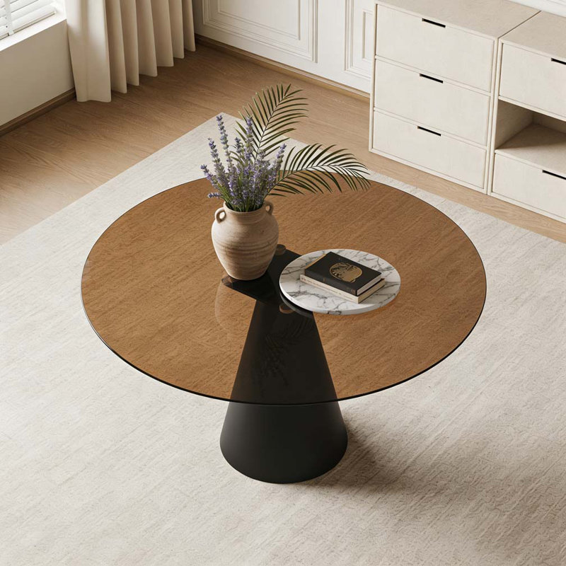 35-inch round glass dining table