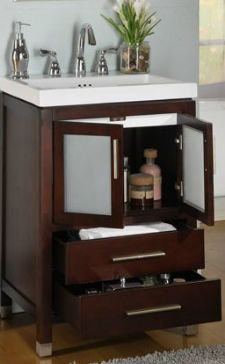 Base de meuble-lavabo de salle de bain 24" seulement Chelsea, Cerisier foncé