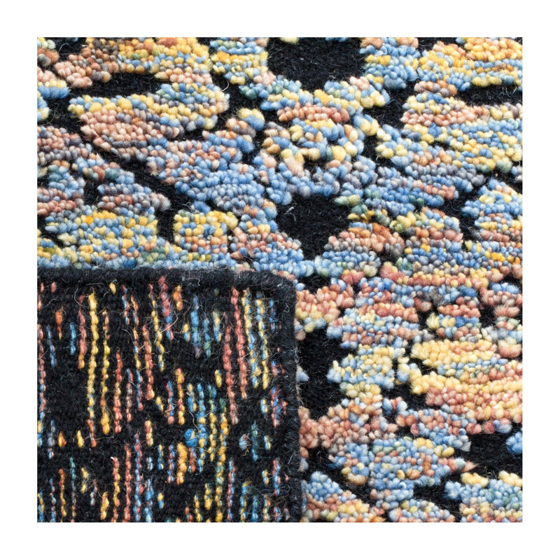 Castilla Hand Tufted Wool Blue/Gold Area Rug, Rectangle 6' x 9'