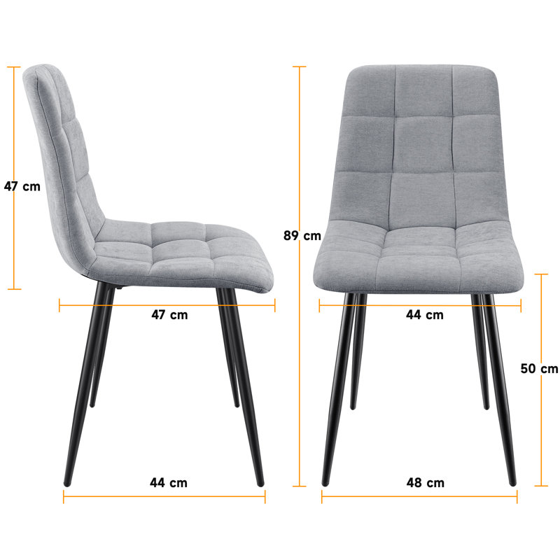 Linen Upholstered Dining Chairs with High Back and Metal Legs, Grey, 6