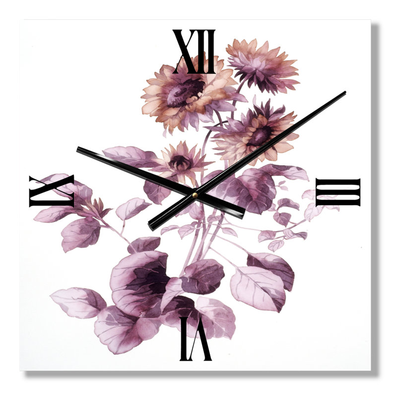 Horloge murale mauve Wildflowers III, Grand