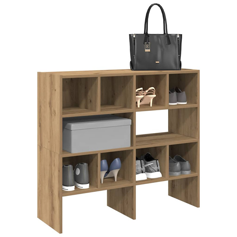 Bayah 8 Pair Stackable Shoe Rack, Artisan Oak