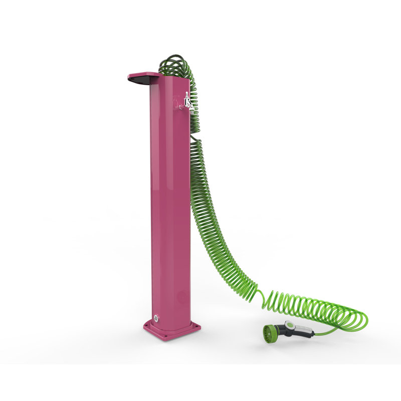 Aluminium Free Standing Outdoor Shower and Footwash Spout, Fuxia
