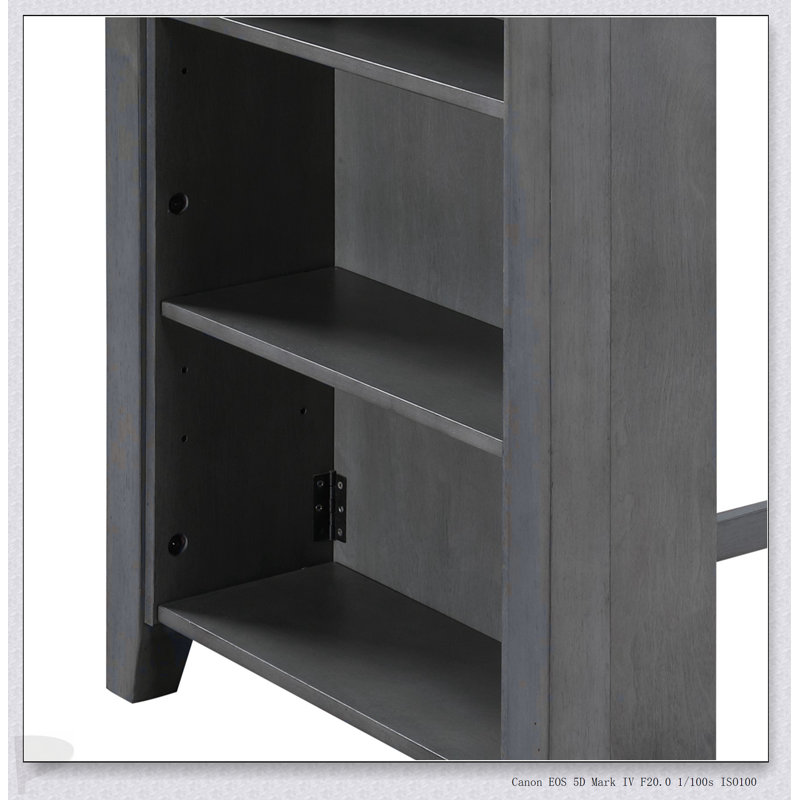 Graham 36" Gray Finish Small Space Counter Height Dining Table With USB Charging Ports And Shelves, Gray/Gray
