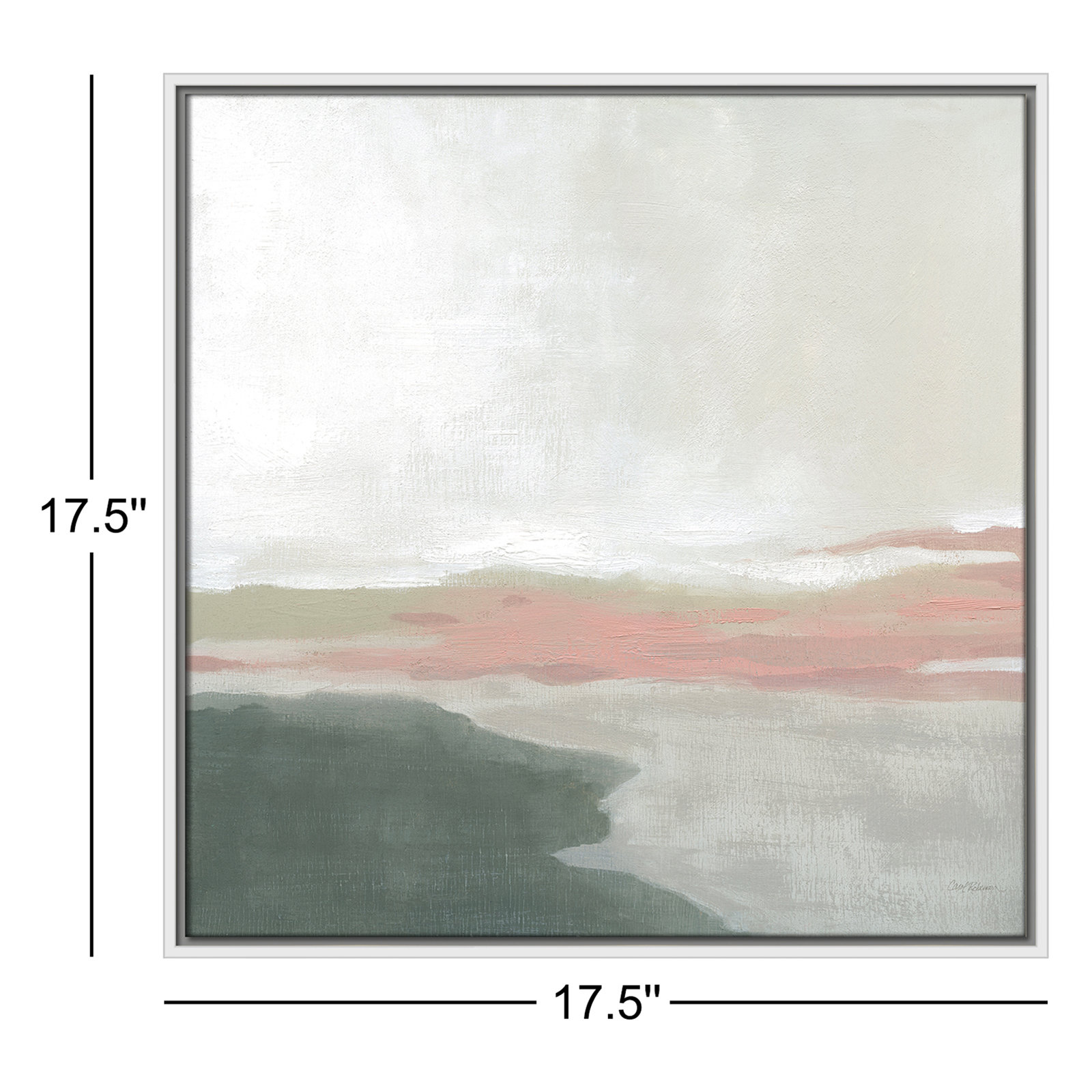 Carley "Still Lake" Painting by Carol Robinson, 17.5" H x 17.5" W x 2" D, White