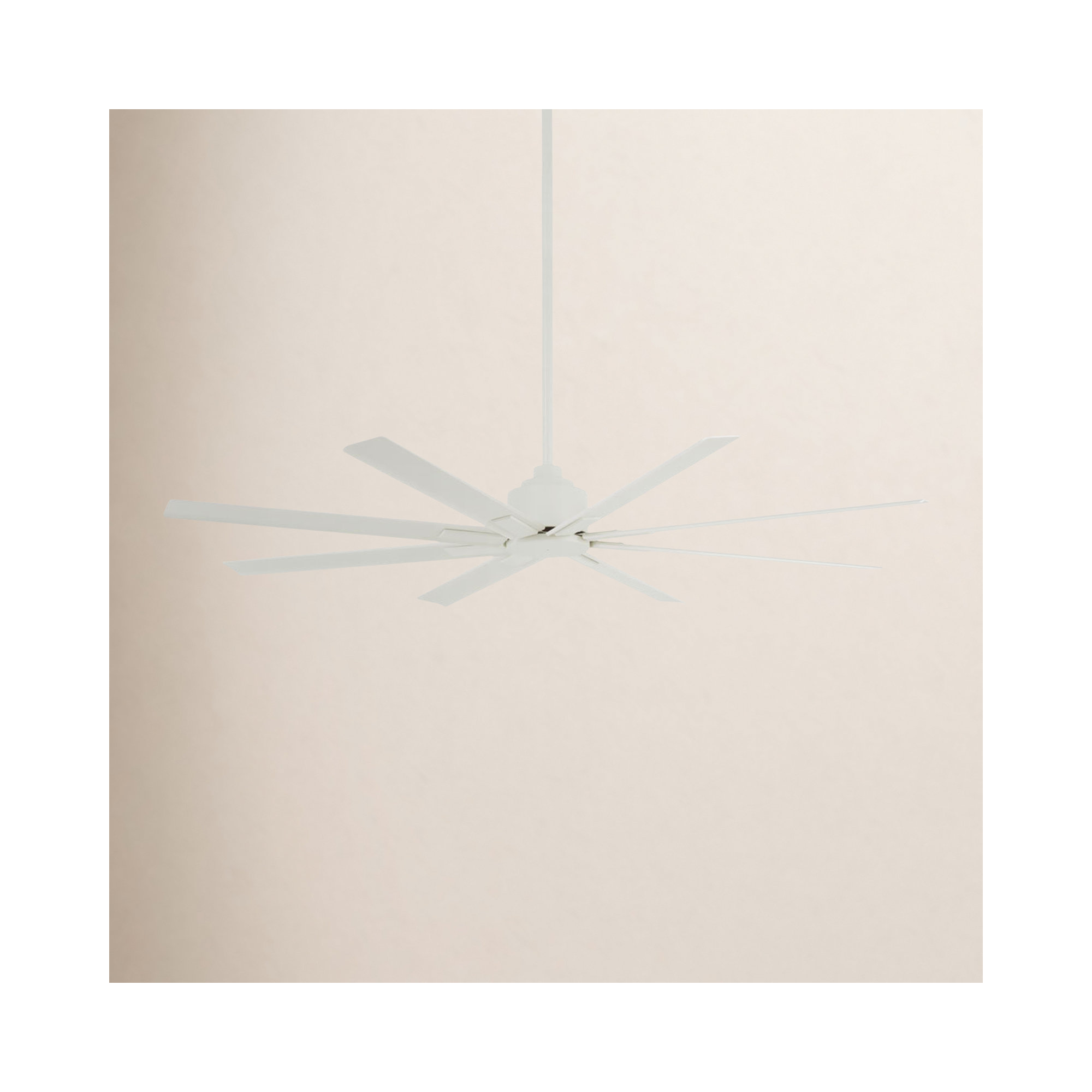 8 - Blade Outdoor Standard Ceiling Fan with Remote Control, Flat White, 65" Wide