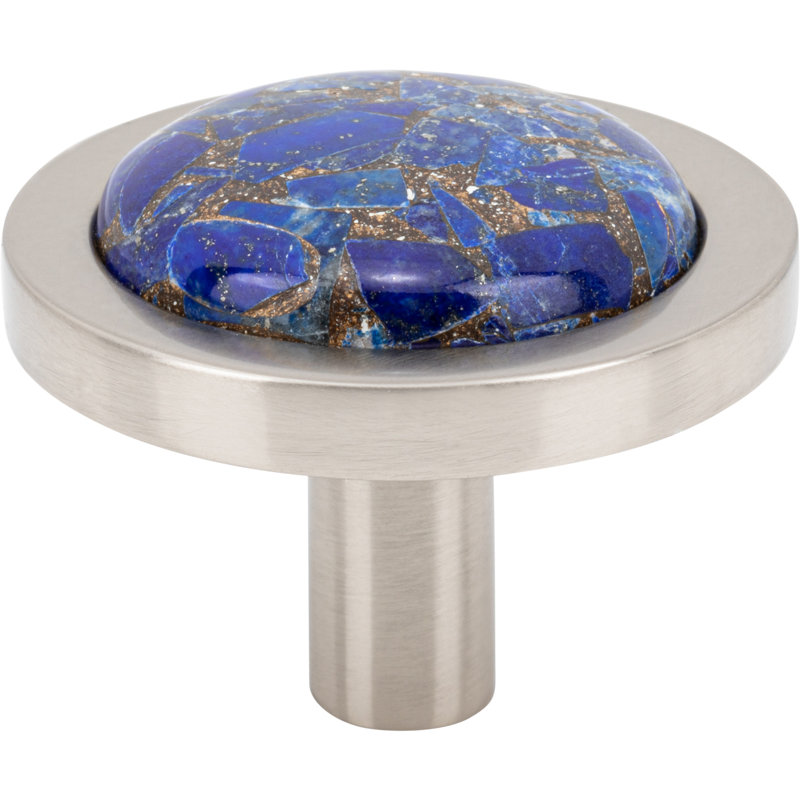 Firesky Diameter Knob, Mohave Lapis, Brushed Satin Nickel