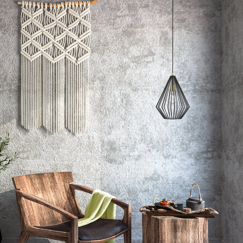 Donivon 1 - Light Pendant, Textured Black/Antique Brass, Textured Black