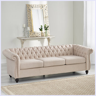 Dierdre 84.75 Sofa Couch, Chesterfield Style Sofa with Button Tufted