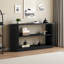 Console ovale contemporaine avec côtés nervurés et deux tablettes ouvertes spacieuses-788461174