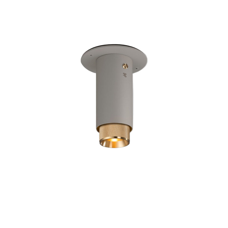1 - Light Flush Mount, Brass, Stone