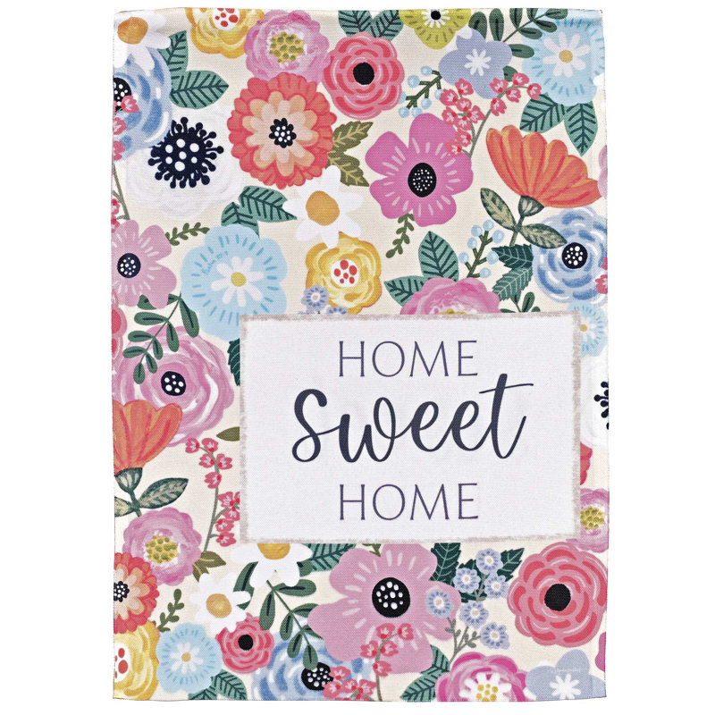 Garden Flag Home Sweet Home Floral, Orange/Green Floral 3