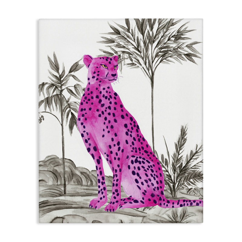 Art mural tropical sur toile léopard tropical, design par Melissa Wang, H 20 po x l 16 po