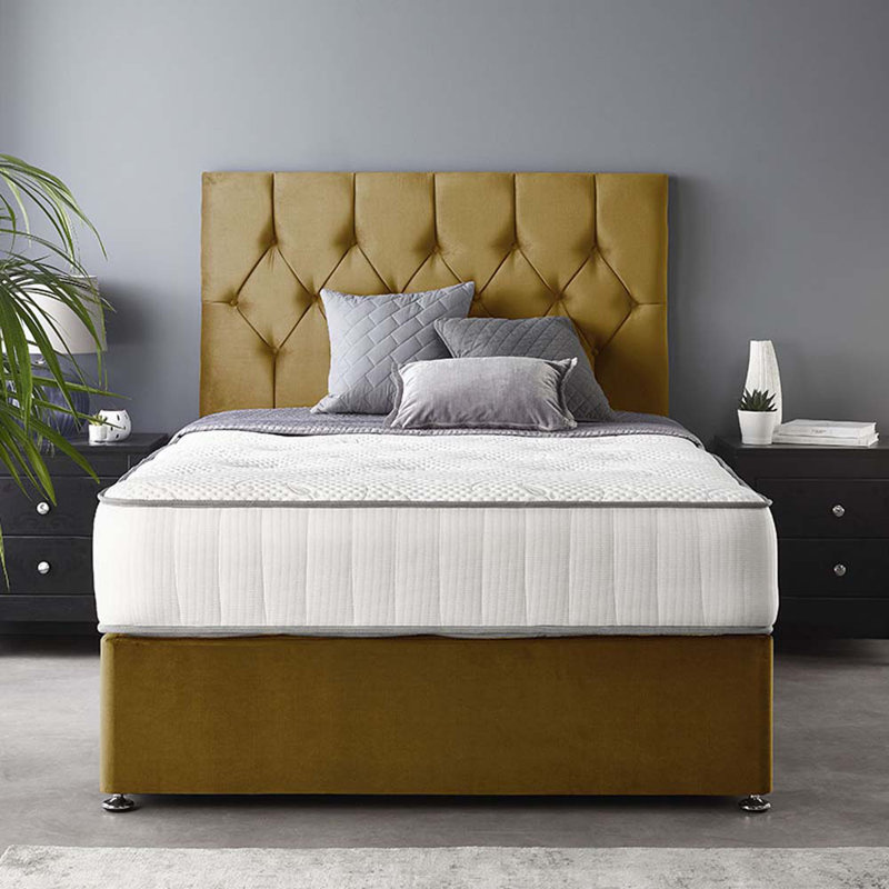 Boutique Pocketsprung Divan Bed Set, 2 Drawers, Double (4'6), Ochre