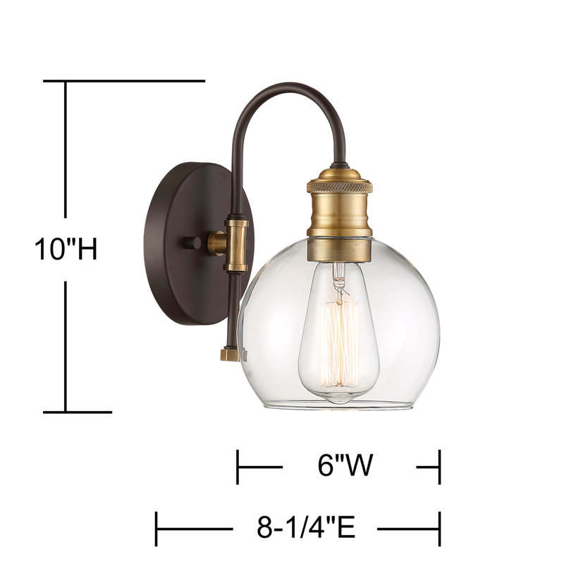 Brianna 10" H Outdoor Wall Lantern in Oil Rubbed Bronze with Natural Brass, Oil Rubbed Bronze with Natural Brass